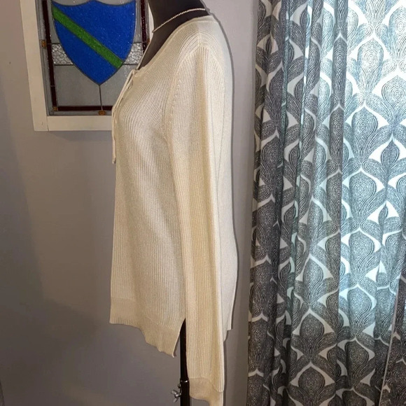 Lauren Ralph Lauren lace up cotton/ viscous blend crew neck sweater - Picture 3 of 10